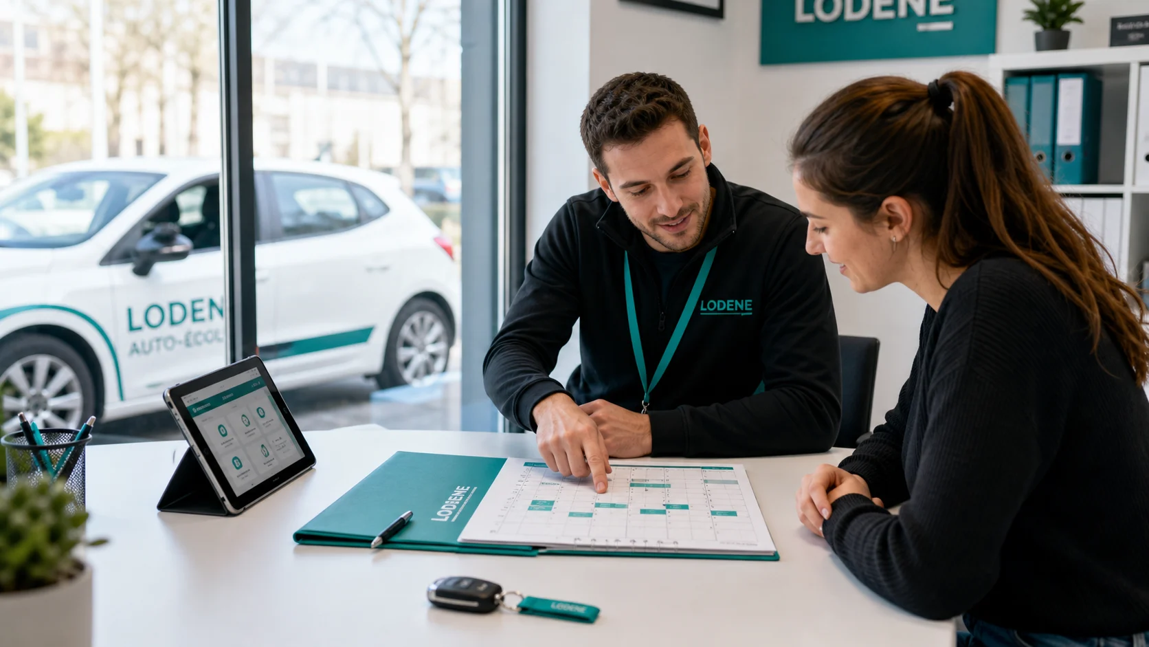 Élève préparant un stage accéléré code et conduite avec planning intensif.